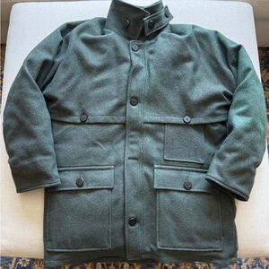 Vtg EDDIE BAUER MACKINAW GREEN WOOL GOOSE DOWN JACKET Sz L  *READ BELOW*
